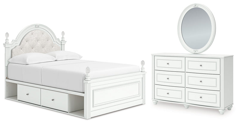 Kozlani Upholstered Panel Bed, Dresser, Mirror & Nightstand, Bedroom Set