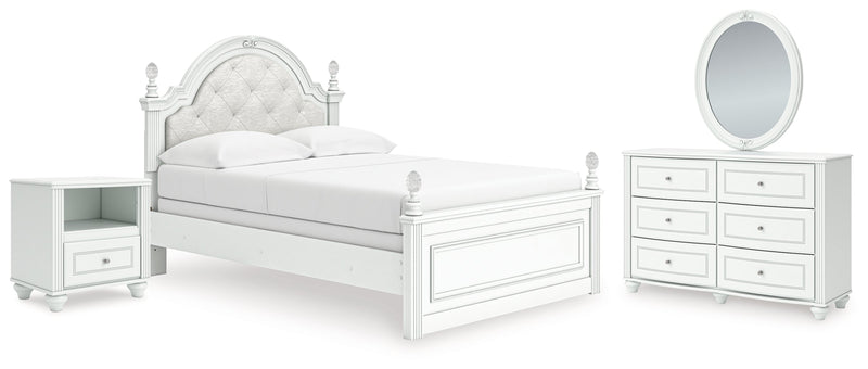 Kozlani Upholstered Panel Bed, Dresser, Mirror & Nightstand, Bedroom Set