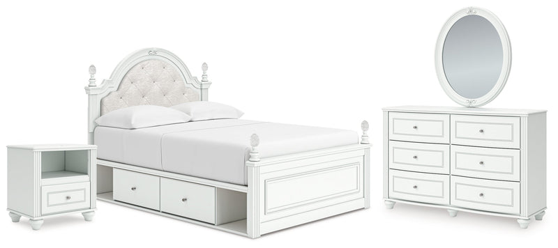 Kozlani Upholstered Panel Bed, Dresser, Mirror & Nightstand, Bedroom Set