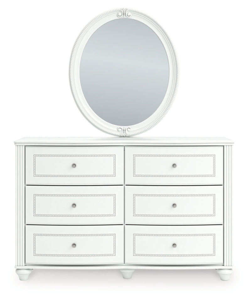 Kozlani Upholstered Panel Bed, Dresser, Mirror & Nightstand, Bedroom Set