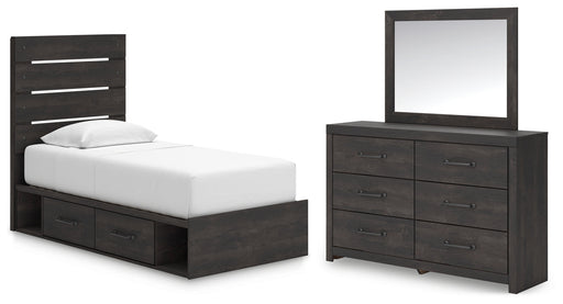 Hollivern Panel Bed, Dresser, Mirror, Chest & Nightstand, Bedroom Set Twin Panel Bed with Storage Dresser & Mirror