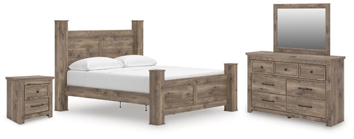 Rusticott Bedroom Sets King Poster Bed Dresser, Mirror and Nightstand