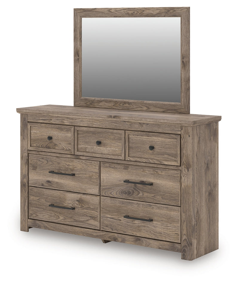 Rusticott Bed, Dresser, Mirror & Nightstand, Bedroom Set
