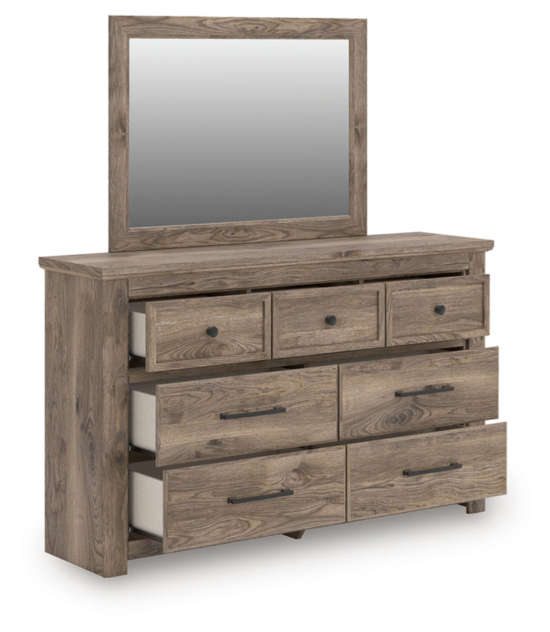 Rusticott Bed, Dresser, Mirror & Nightstand, Bedroom Set
