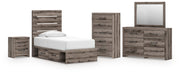 Graystorm Bedroom Sets Twin Panel Bed with Storage Dresser, Mirror, Chest and Nightstand