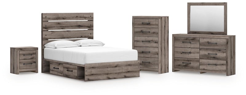 Graystorm Bedroom Sets Full Panel Bed with Storage Dresser, Mirror, Chest and Nightstand