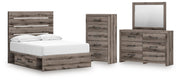 Graystorm Bedroom Sets Full Panel Bed with Storage Dresser, Mirror and Chest