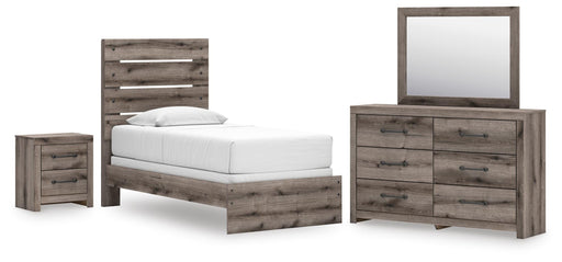 Graystorm Bedroom Sets Twin Panel Bed Dresser, Mirror and Nightstand