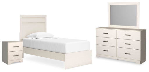 Stelsie Bedroom Sets Twin Mirrored Dresser and Nightstand