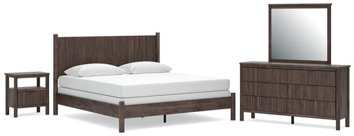 Pamytta Bedroom Sets King Panel Bed Dresser, Mirror and Nightstand