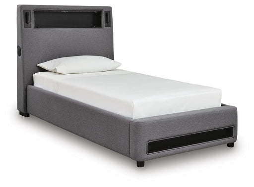 Cayberry Upholstered Bed with Wireless Audio Twin