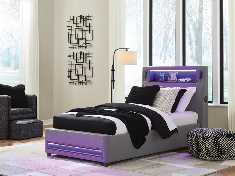 Cayberry Upholstered Bed with Wireless Audio