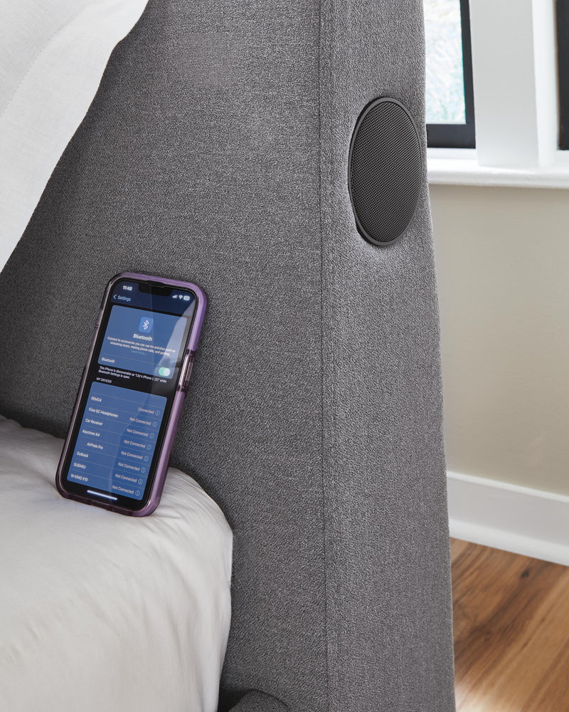 Cayberry Upholstered Bed with Wireless Audio