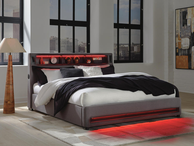 Cayberry Upholstered Bed with Wireless Audio