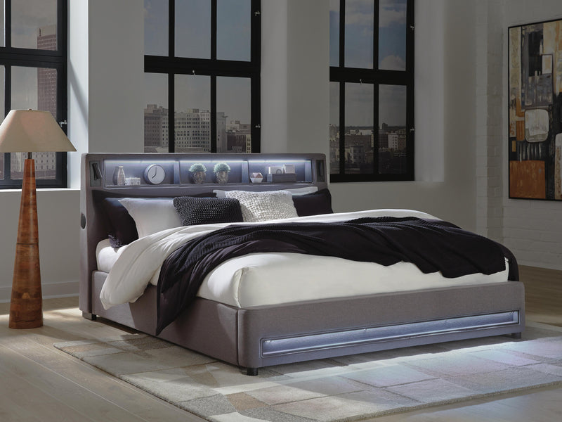 Cayberry Upholstered Bed with Wireless Audio