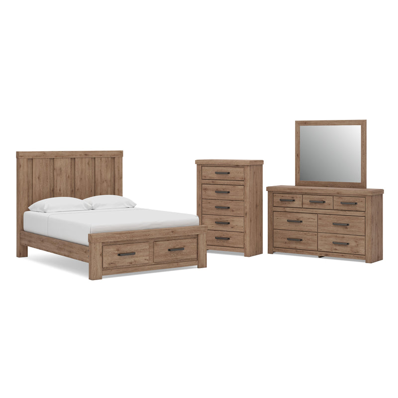 Oliandon Bedroom Sets Queen Panel Storage Bed Dresser, Mirror and Chest