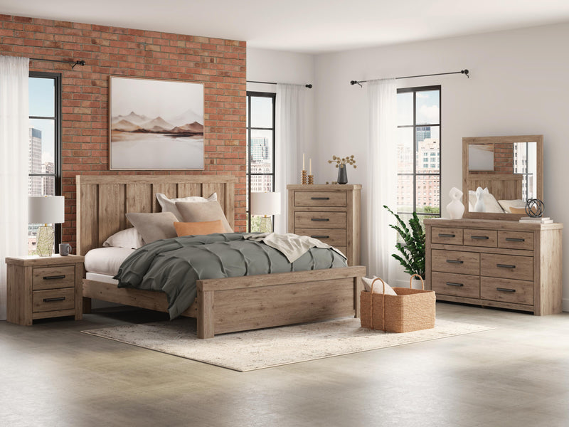 Oliandon Bedroom Sets King Panel Bed Dresser, Mirror, Chest and Nightstand