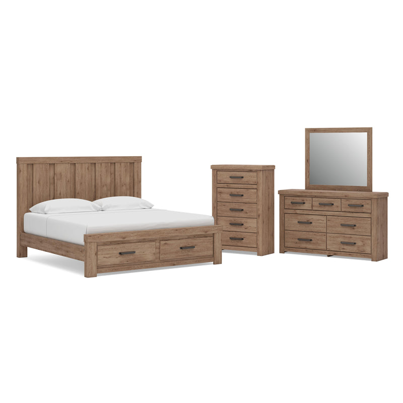 Oliandon Bedroom Sets King Panel Storage Bed Dresser, Mirror and Chest