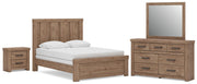 Oliandon Bedroom Sets Queen Panel Bed. Dresser Mirror and Nightstand