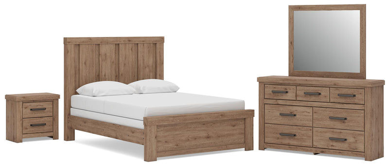 Oliandon Bedroom Sets Queen Panel Bed. Dresser Mirror and Nightstand