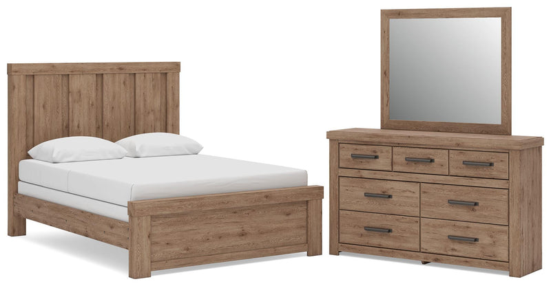 Oliandon Bedroom Sets Queen Panel Bed Dresser and Mirror
