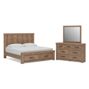Oliandon Bedroom Sets King Panel Storage Bed Dresser and Mirror
