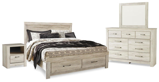 Bellaby Bedroom Sets King Platform Bed with 2 Storage Drawers Mirrored Dresser and Nightstand