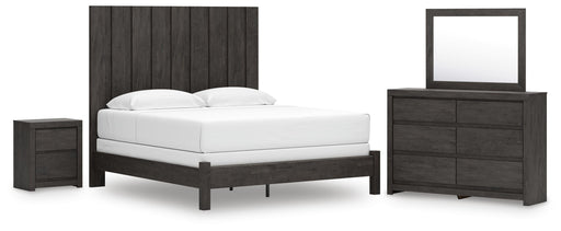 Fraluna Bedroom Sets King Panel Bed Dresser, Mirror and Nightstand