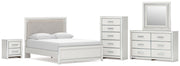Zuraleus Upholstered Bed, Dresser, Mirror, Chest & Nightstand, Bedroom Set