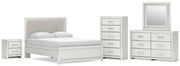 Zuraleus Upholstered Bed, Dresser, Mirror, Chest & Nightstand, Bedroom Set