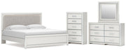 Zuraleus Upholstered Bed, Dresser, Mirror, Chest & Nightstand, Bedroom Set
