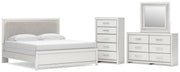 Zuraleus Upholstered Bed, Dresser, Mirror, Chest & Nightstand, Bedroom Set