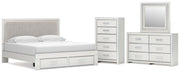 Zuraleus Upholstered Bed, Dresser, Mirror, Chest & Nightstand, Bedroom Set