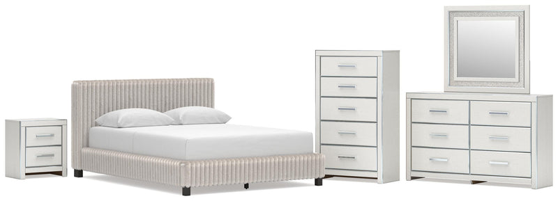 Zuraleus Upholstered Bed, Dresser, Mirror, Chest & Nightstand, Bedroom Set
