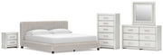 Zuraleus Upholstered Bed, Dresser, Mirror, Chest & Nightstand, Bedroom Set