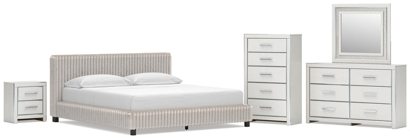 Zuraleus Upholstered Bed, Dresser, Mirror, Chest & Nightstand, Bedroom Set