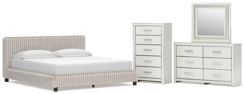 Zuraleus Upholstered Bed, Dresser, Mirror, Chest & Nightstand, Bedroom Set