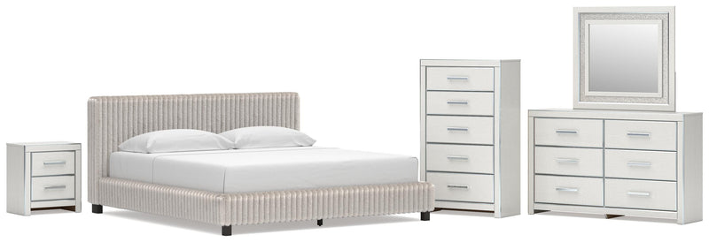 Zuraleus Upholstered Bed, Dresser, Mirror, Chest & Nightstand, Bedroom Set