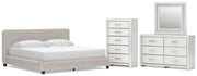 Zuraleus Upholstered Bed, Dresser, Mirror, Chest & Nightstand, Bedroom Set