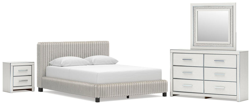 Zuraleus Upholstered Bed, Dresser, Mirror, Chest & Nightstand, Bedroom Set