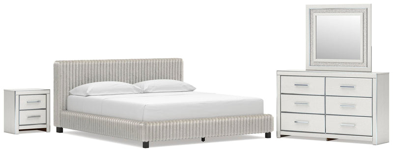Zuraleus Upholstered Bed, Dresser, Mirror, Chest & Nightstand, Bedroom Set