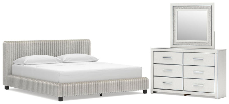 Zuraleus Upholstered Bed, Dresser, Mirror, Chest & Nightstand, Bedroom Set