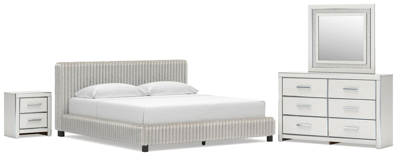 Zuraleus Upholstered Bed, Dresser, Mirror, Chest & Nightstand, Bedroom Set