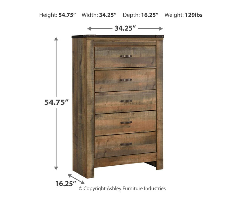 Trinell Panel Bed, Dresser, Mirror & Chest, Bedroom Set