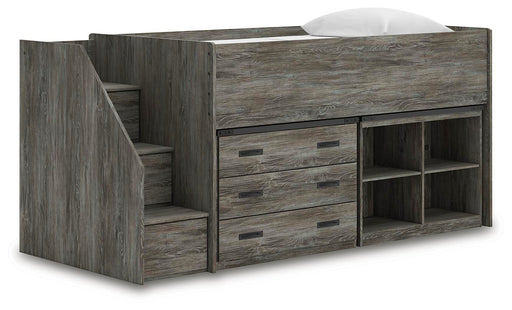 Frandern Bunk Beds Loft Bed with Bookcase and Drawer Storage Gray