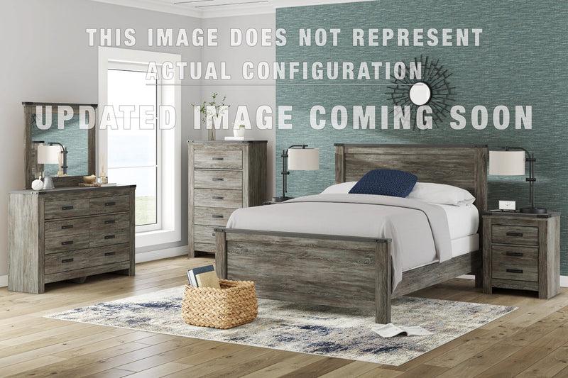 Frandern Full Bookcase Panel Bed with Storage, Dresser and Mirror