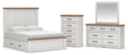 Savonport Queen Panel Bed with Storage, Dresser, Mirror and Chest