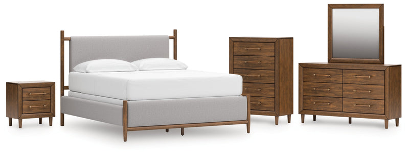 Lyncott Upholstered Bed, Dresser, Mirror, Chest & Nightstand, Bedroom Set