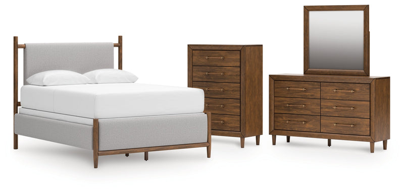 Lyncott Upholstered Bed, Dresser, Mirror, Chest & Nightstand, Bedroom Set