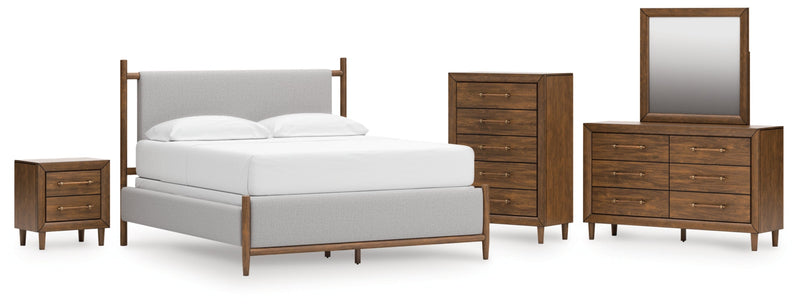 Lyncott Upholstered Bed, Dresser, Mirror, Chest & Nightstand, Bedroom Set